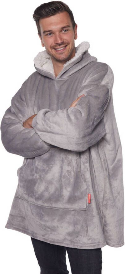 JML Homie Hoodie Oversized hoodie Deken Plaid met mouwen Unisex Eén maat Grijs