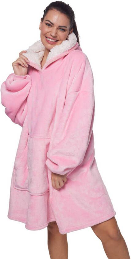 JML Homie Hoodie Oversized hoodie Deken Plaid met mouwen Unisex Eén maat Roze