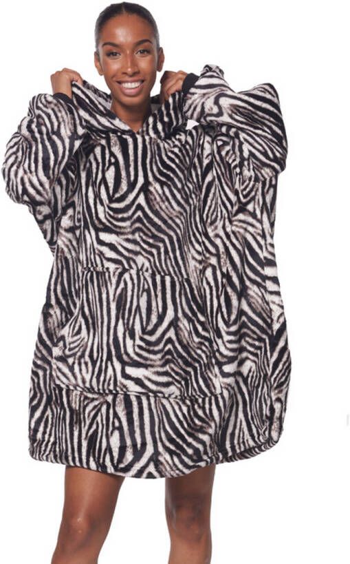 JML Homie Hoodie Oversized hoodie Deken Plaid met mouwen Unisex Eén maat Zebra