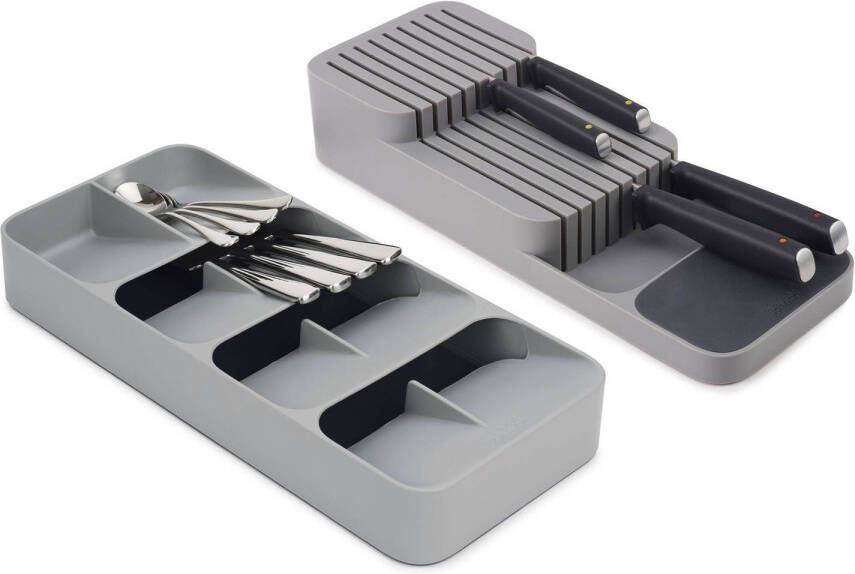 Joseph Giftset Dream Drawers Organizer Bestek &amp Mes Set van 2 Stuks Polypropyleen Grijs