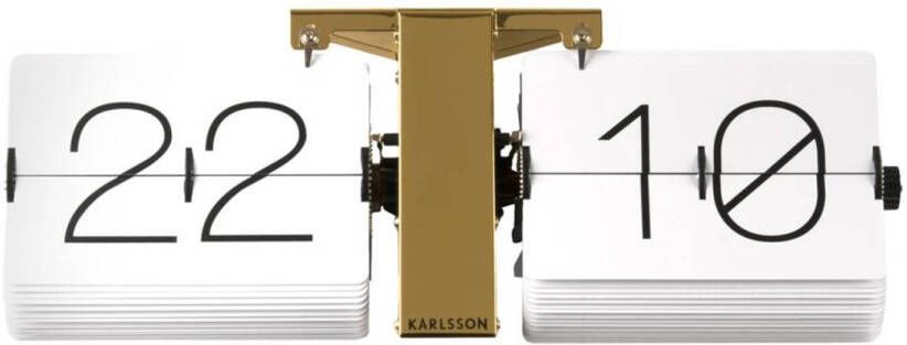 Karlsson tafelklok Flip 36 x 8 5 x 14 cm chroom wit koper