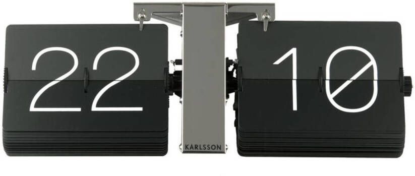 Karlsson tafelklok Flip 36 x 8 5 x 14 cm chroom zwart