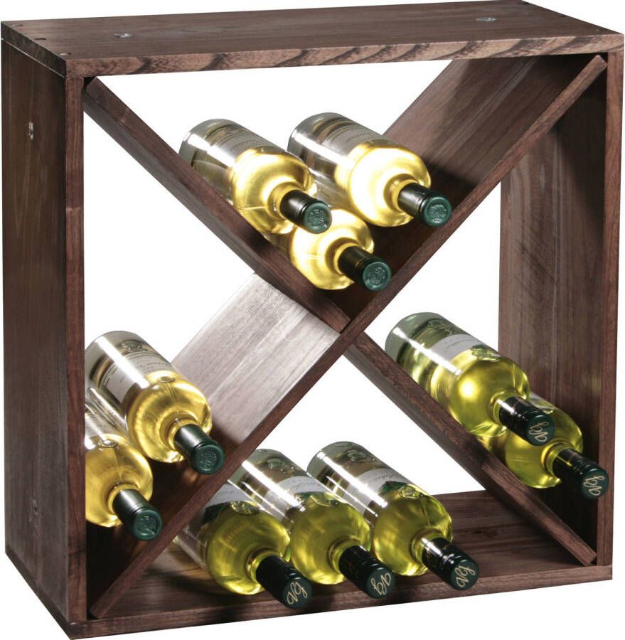 Kesper 1x Houten wijnflesrek wijnrekken staand voor 24 flessen 25 x 50 x 50 cm Wijnrekken