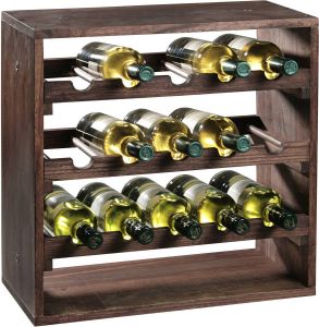 Kesper Houten wijnflessen rek wijnrek vierkant voor 15 flessen 25 x 50 x 50 cm Wijnrekken