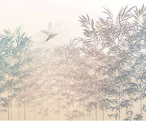 Komar Fotobehang Bamboo Paradise gedessineerd botanisch in bloemmotief vlies wand plafond schuin (set 1 stuk)
