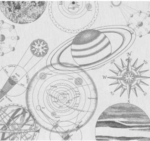 Komar Cosmos Sketch Vlies Fotobehang 300x280cm 6-banen