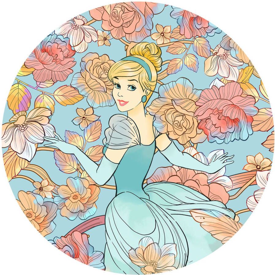 Komar Fotobehang Cinderella Pastel Dreams 125x125cm Rond Vliesbehang Zelfklevend