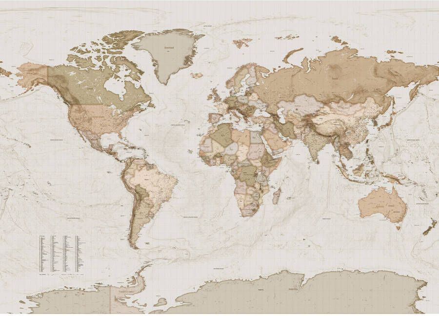 Komar Vliesbehang Earth Map 350x250 cm (breedte x hoogte)