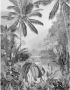 Komar Fotobehang Lac Tropical Black & White 200x270 cm - Thumbnail 1