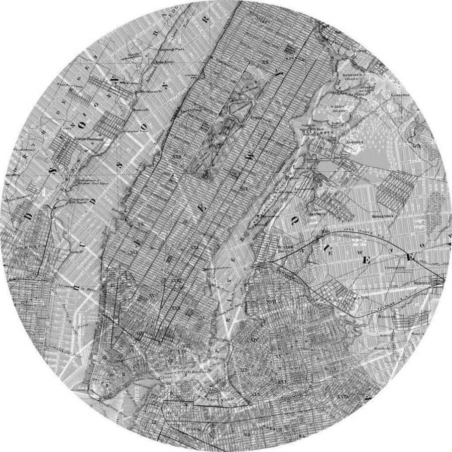 Komar Fotobehang Map 125x125cm Rond Vliesbehang Zelfklevend