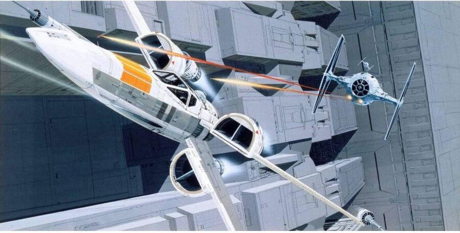 Komar Fotobehang Star Wars Classic RMQ X-Wing vs TIE-Fighter 500x250cm Vliesbehang