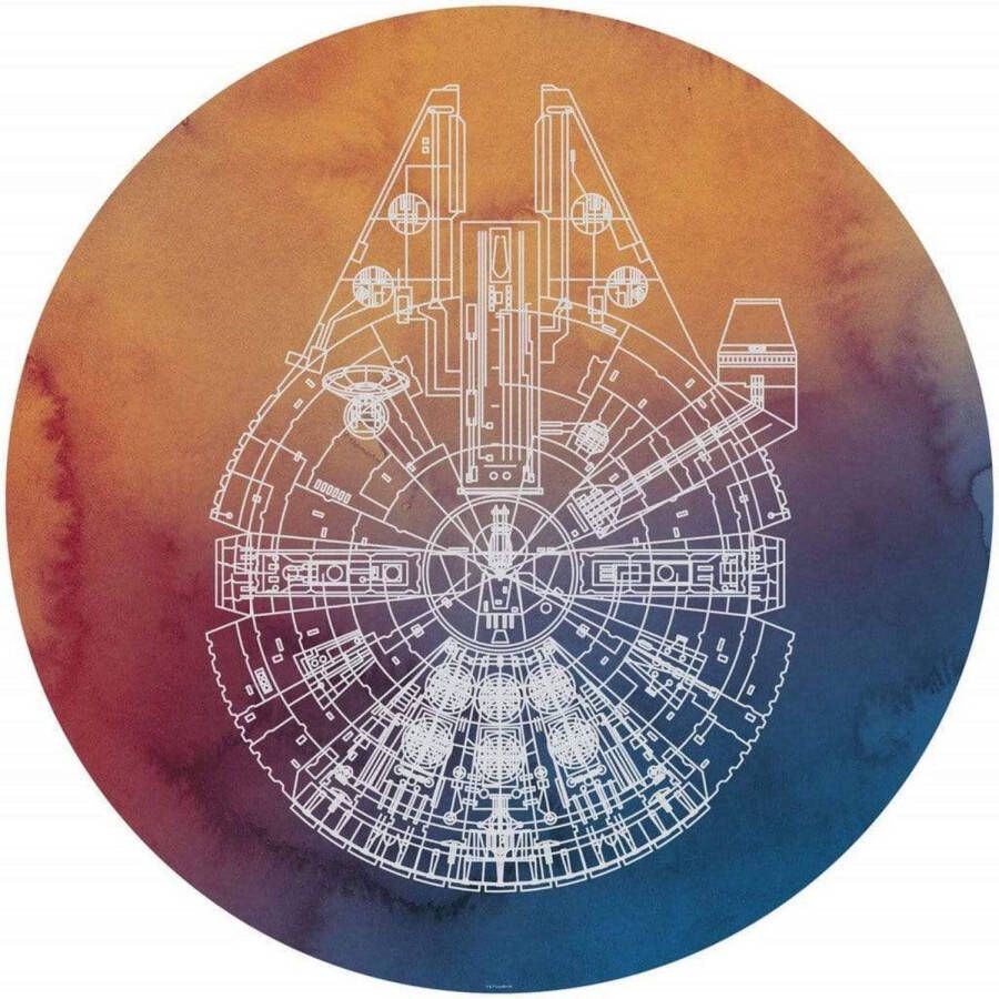 Komar Fotobehang Star Wars Millennium Falcon 125 x 125 cm (breedte x hoogte) rond en zelfklevend