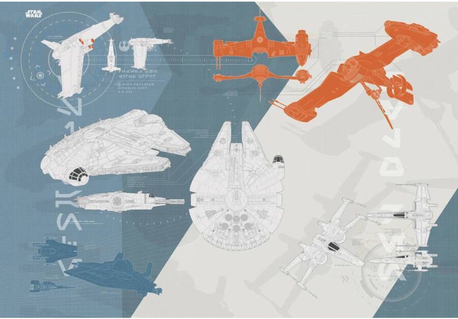 Komar Fotobehang Star Wars – Technical plan 368x254 cm (breedte x hoogte) inclusief pasta (set)