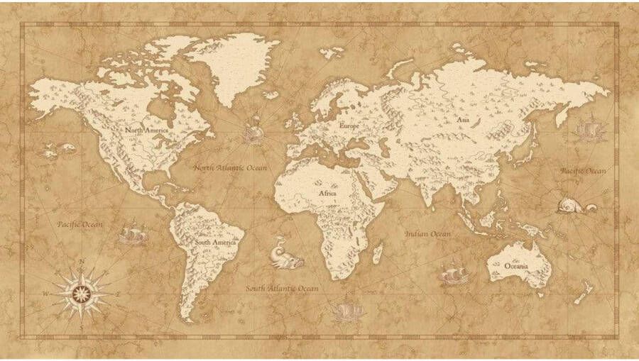 Komar Fotobehang Vintage World Map 500x280cm Vliesbehang