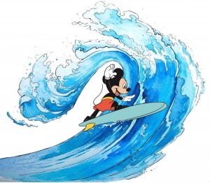 Komar Mickey Surfing Vlies Fotobehang 300x280cm 6-banen