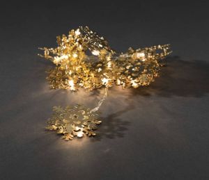 Konstsmide lichtsnoer sneeuwvlokjes led 90 cm staal goud