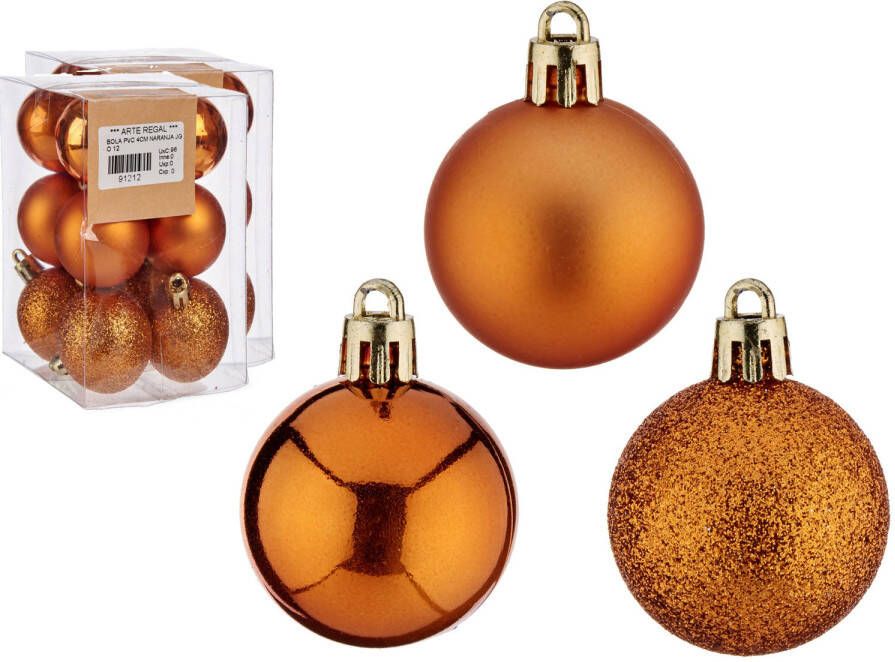 Krist+ kerstballen 12x stuks oranje kunststofA  -4 cm Kerstbal