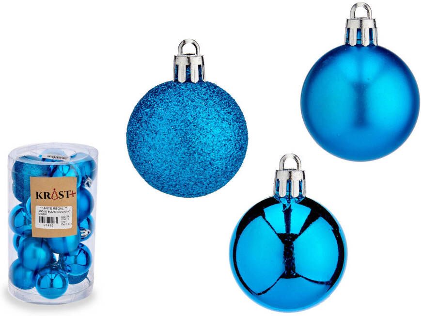 Krist+ kerstballen 20x stuks helder blauw kunststofA  -4 cmA  Kerstbal