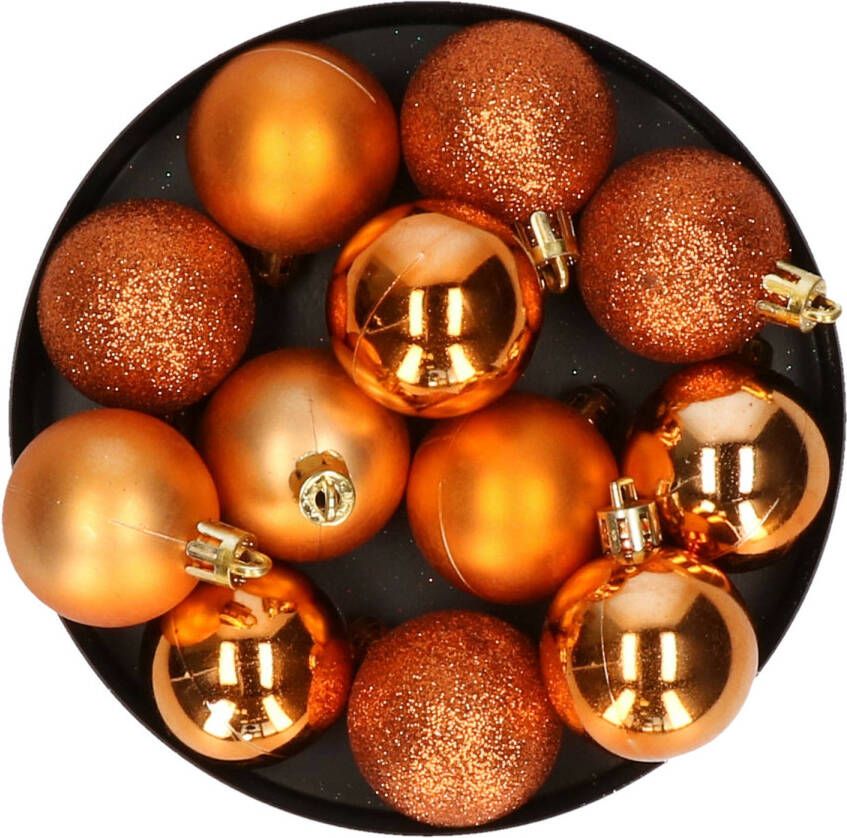 Krist+ kerstballen 24x stuks oranje kunststofA -4 cm Kerstbal