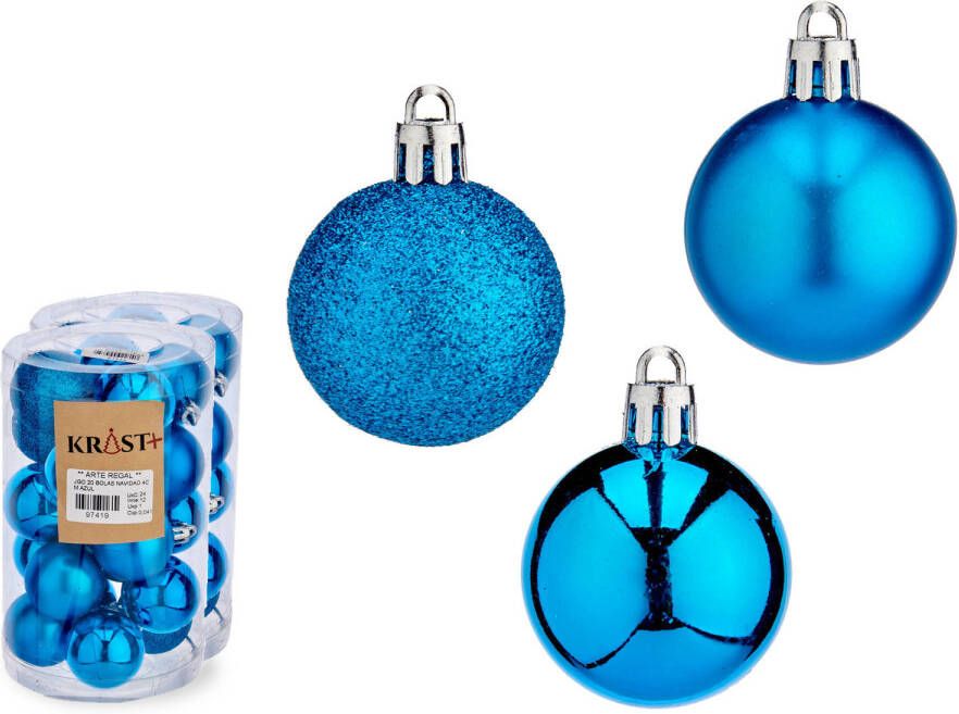 Krist+ kerstballen 40x stuks helder blauw kunststofA  -4 cmA  Kerstbal