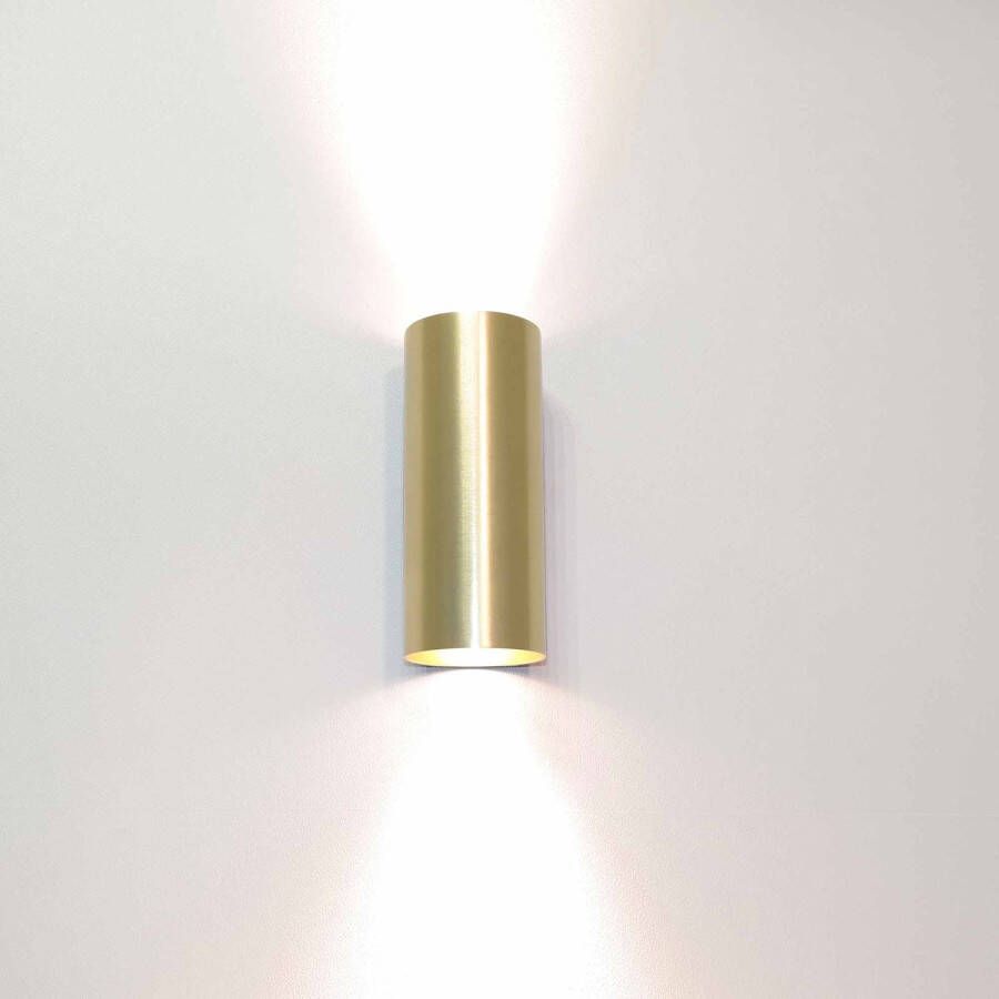 Lamponline Artdelight Wandlamp Roulo 2 lichts H 15 4 Ø 6 5 cm mat goud