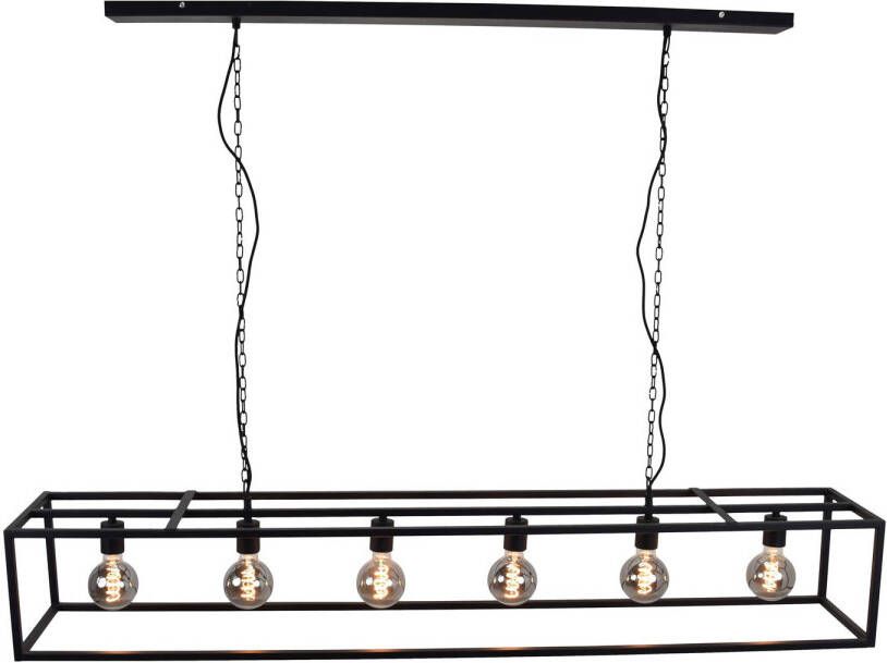 Lamponline Hanglamp Frame 6 lichts L 160 cm B 25 cm zwart