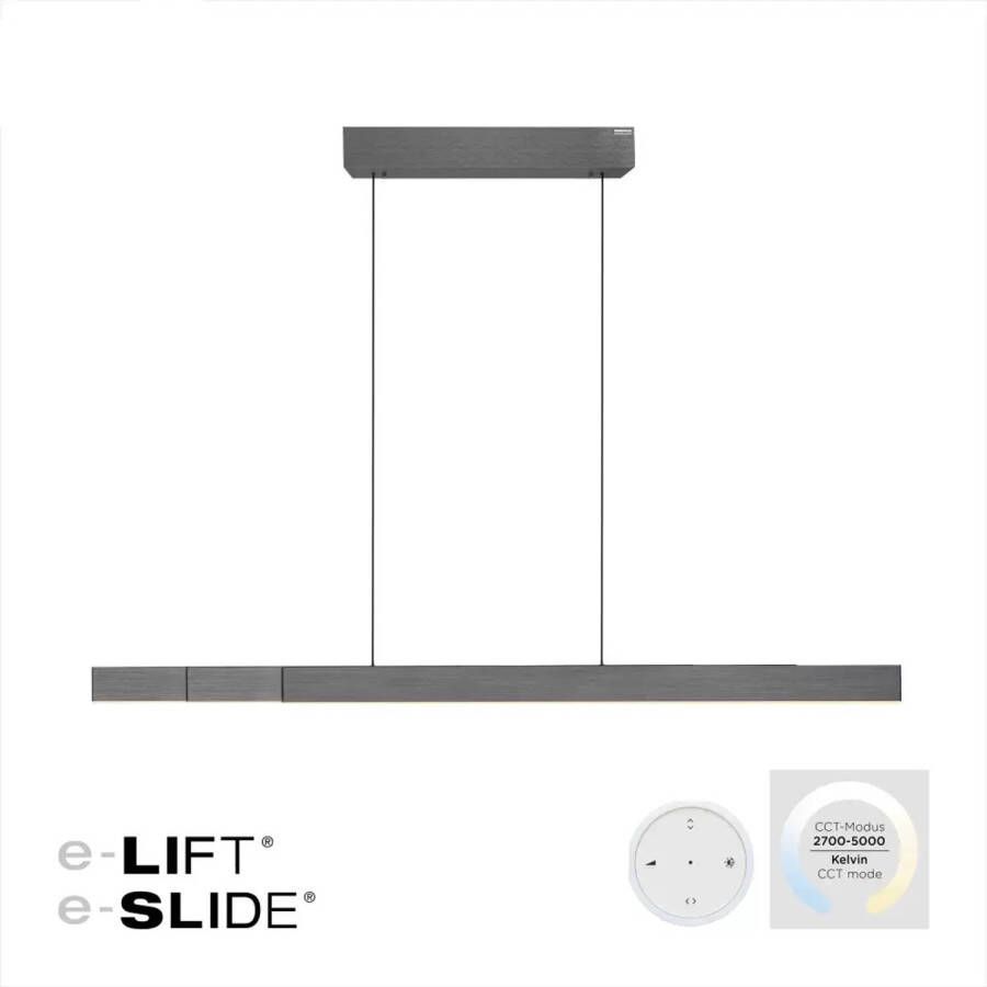 Lamponline Paul Neuhaus Hanglamp e-Lift + e-Slide L 120-200 cm donker grijs
