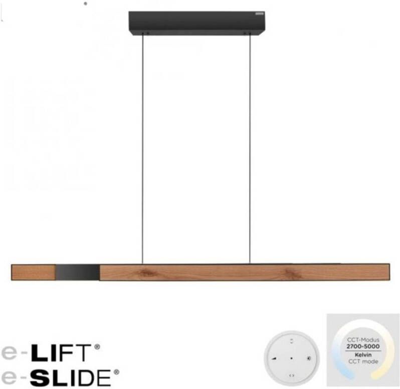 Lamponline Paul Neuhaus Hanglamp e-Lift + e-Slide L 120-200 cm zwart hout
