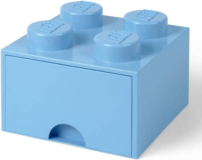 LEGO opbergsteen met lade 4 noppen 25 x 18 cm pp lichtblauw