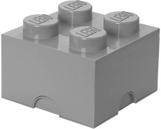 LEGO opbergsteen 4 noppen 25 x 18 cm polypropeen lichtgrijs
