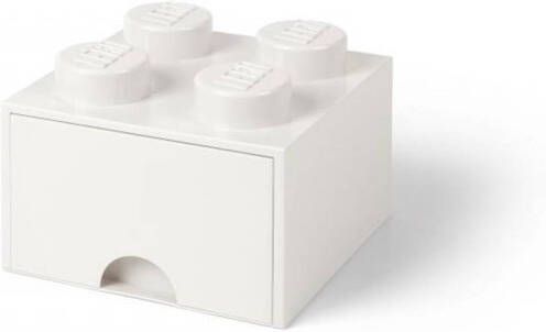 LEGO opbergsteen met lade 4 noppen 25 x 17 cm polypropeen wit