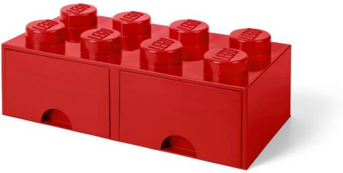 LEGO opbergsteen met lades 8 noppen 50 x 18 cm PP rood