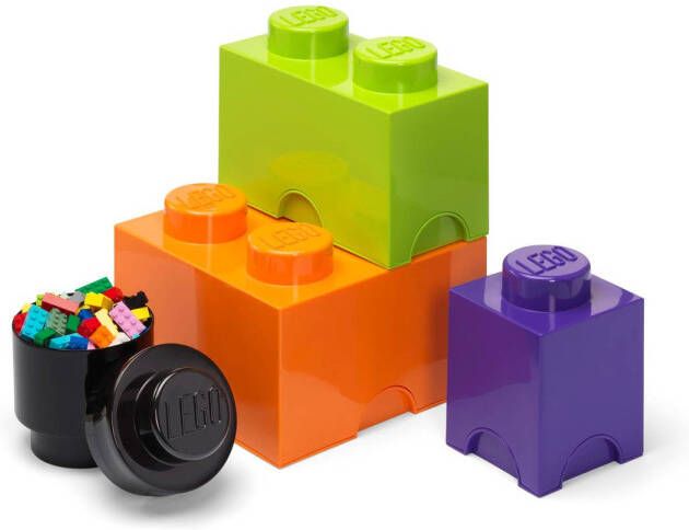 LEGO Opbergbox Brick Set van 4 Stuks Halloween Editie Kunststof Multicolor