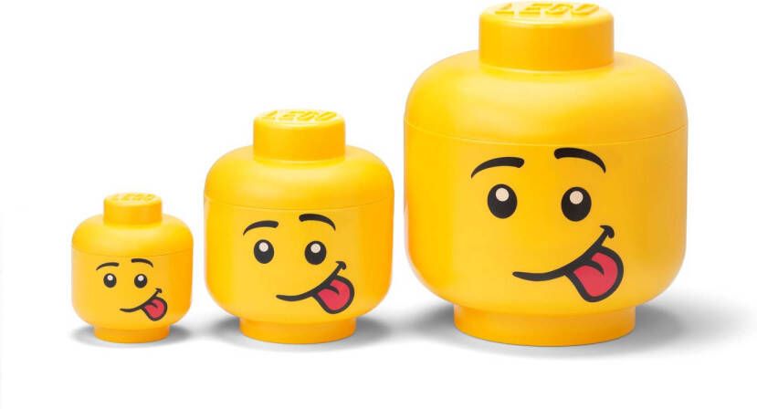 LEGO Opbergbox Hoofd Silly Set van 3 Stuks WebOnly Verpakking Kunststof Geel