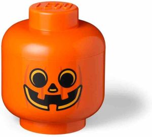 LEGO Set van 2 Opbergbox Iconic Hoofd Pompoen 24 cm Oranje