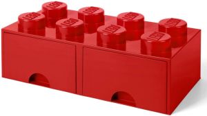 LEGO opbergsteen met lades 8 noppen 50 x 18 cm PP rood