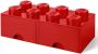 LEGO opbergsteen met lades 8 noppen 50 x 18 cm PP rood - Thumbnail 1