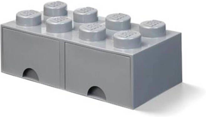 LEGO Opbergdoos -blokje met 2 lades 22 5 liter Grijs Polypropyleen