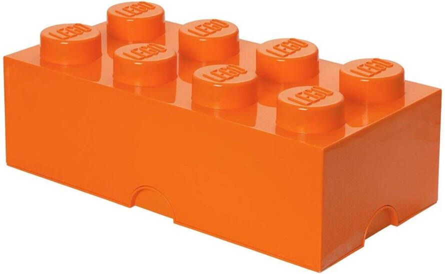 LEGO opbergsteen 8 noppen 25 x 50 cm polypropyleen oranje