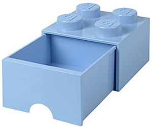 LEGO opbergsteen met lade 4 noppen 25 x 18 cm pp lichtblauw