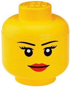 LEGO Set Van 2 Opbergbox Iconic Hoofd Girl 16 Cm Geel