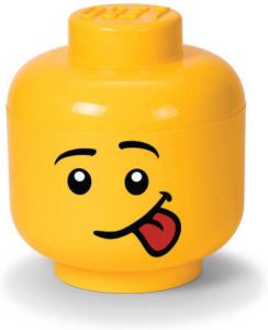 LEGO Set van 2 Opbergbox Iconic Hoofd Silly 24 cm Geel