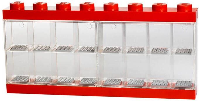 LEGO vitrine 16 mini-figuren 38 x 18 cm polypropeen rood