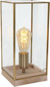 Light & Living Tafellamp ASKJER hout naturel + brons + glas M