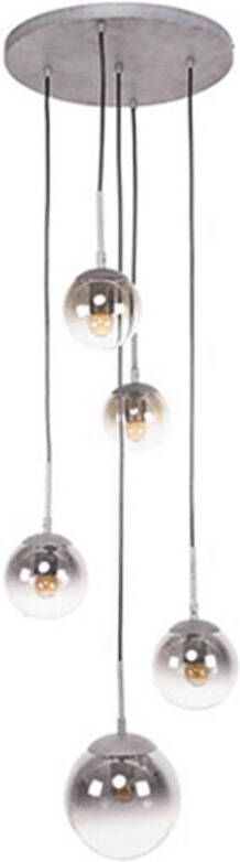Livin24 Hanglamp Lana glas zilver rond getrapt 5-lichts.