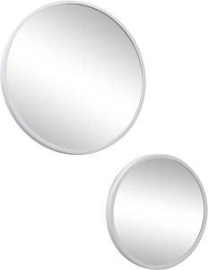 Loft42 Mirror Spiegels Rond Wit Set van 2 Metaal Ø45 & Ø35