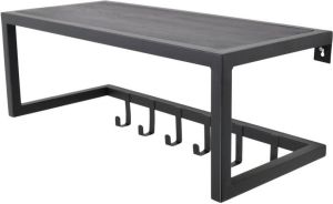 Loft42 Woody Kapstok Zwart Hoedenplank Zwart Mangohout Metaal