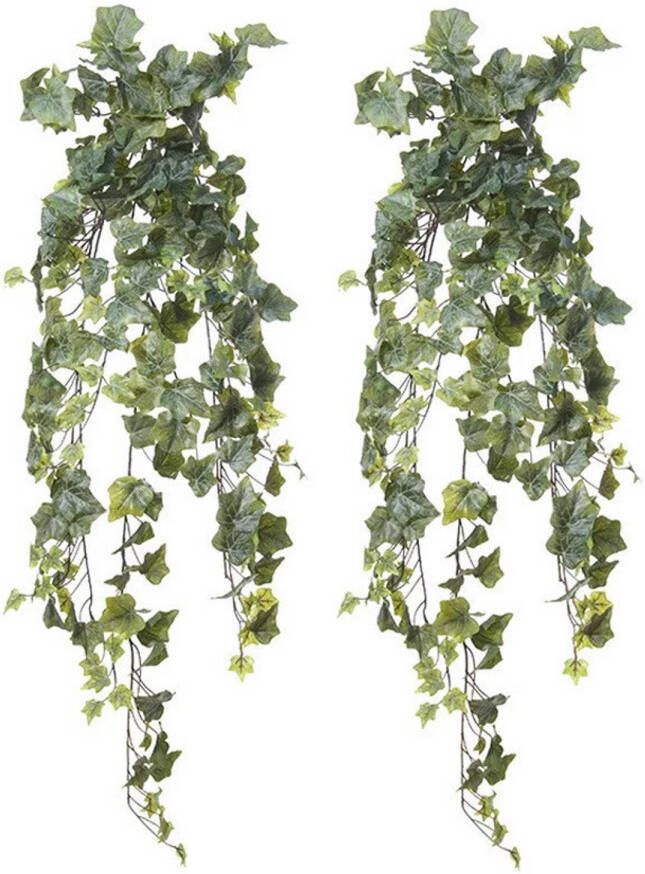 Louis Maes kunstplant met blaadjes hangplant Klimop hedera 2x groen 105 cm Kunstplanten