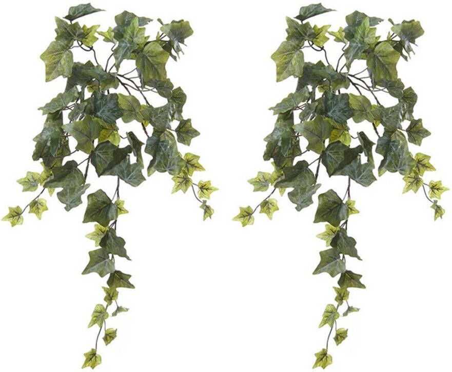 Louis Maes kunstplant met blaadjes hangplant Klimop hedera 2x groen 58 cm Kunstplanten
