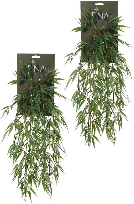 Louis Maes kunstplanten 2x Bamboe groen hangende takken bos van 158 cm Kunstplanten